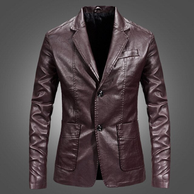 Men's Faux Leather Jacket – Black, Blue, Brown or Purple