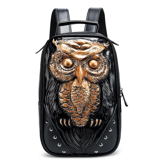 Women's Faux Leather Skull Backpack – Black, Grey or Gold