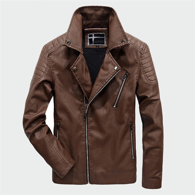 Men's Faux Leather Jacket – Black, Blue, Brown or Red
