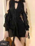 Women's Black Off-Shoulder Cutout Dress