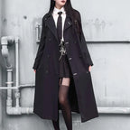 Women's Black Long Trench Coat – S–L