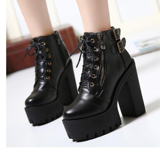 Women's Gothic PU Ankle Boots – US 4.5–8 (EU 35–39)