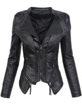Women's Short Cropped Faux Leather Jacket – S–3XL