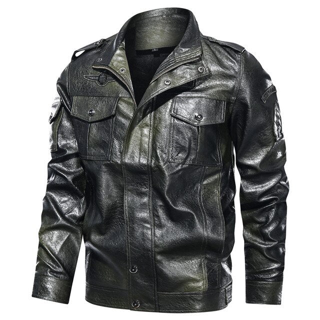 Men's Faux Leather Jacket – Black, Brown or Green, XS–3XL