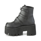 Women's Bat Buckle Platform Ankle Boots – Vegan Faux Leather