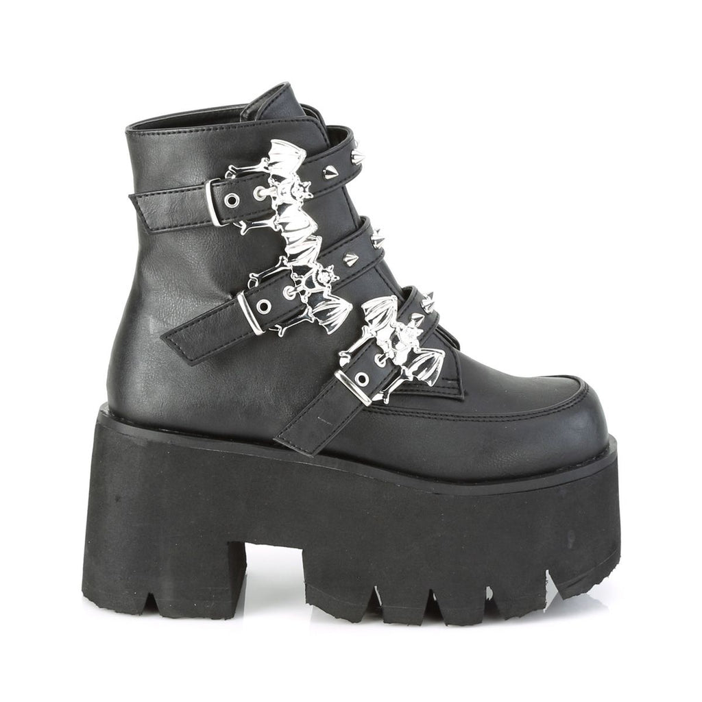 Women's Bat Buckle Platform Ankle Boots – Vegan Faux Leather
