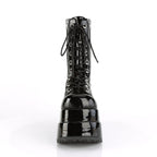 Women's Mid-Calf Patent Platform Boots – Lace-Up