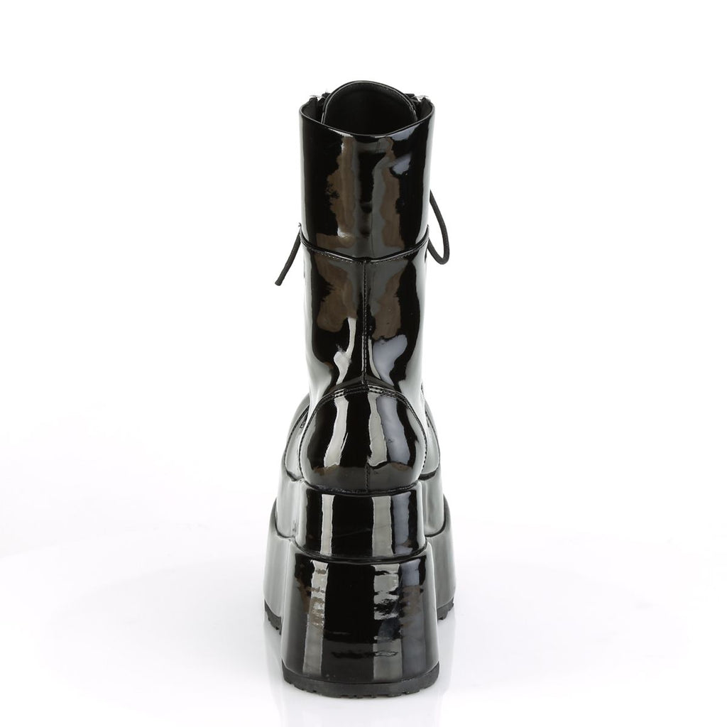 Women's Mid-Calf Patent Platform Boots – Lace-Up