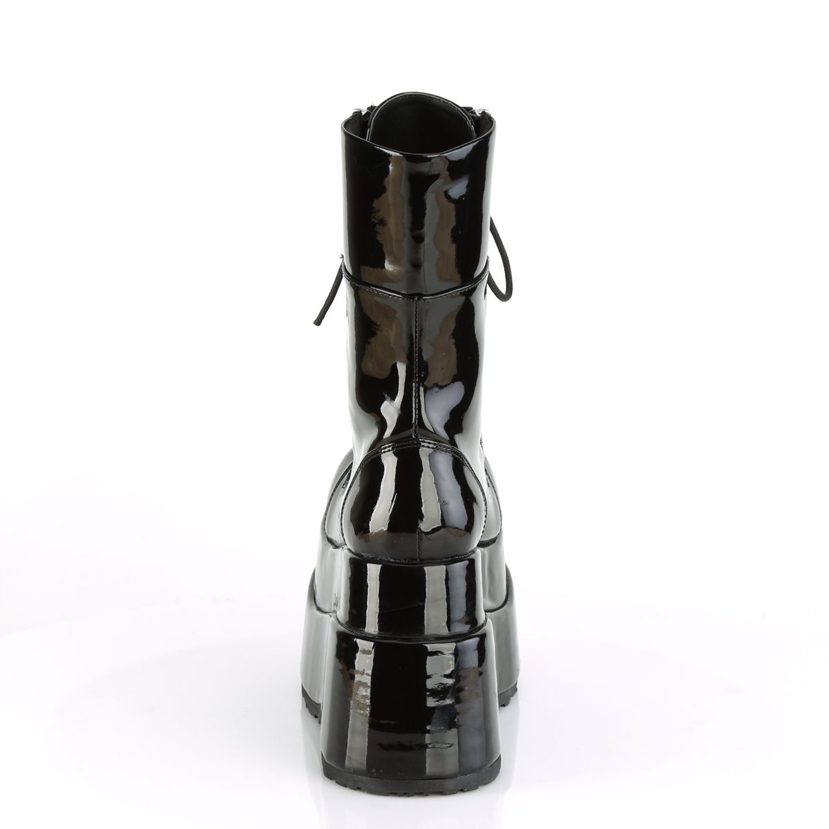 Women's Mid-Calf Patent Platform Boots – Lace-Up