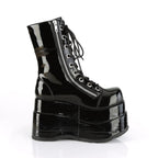 Women's Mid-Calf Patent Platform Boots – Lace-Up