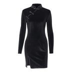 Women's Gothic Velvet Dress – Black or Purple